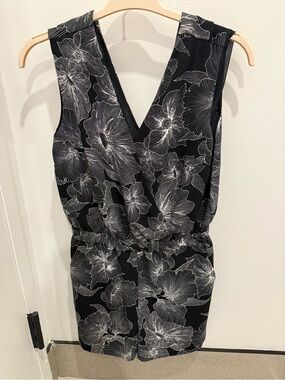 Sleeveless Black Floral V-Neck Romper